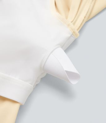 SoftlyZero™ Plush Square Neck Long Sleeve Thumb Hole Contrast Mesh Cropped Yoga Sports Top