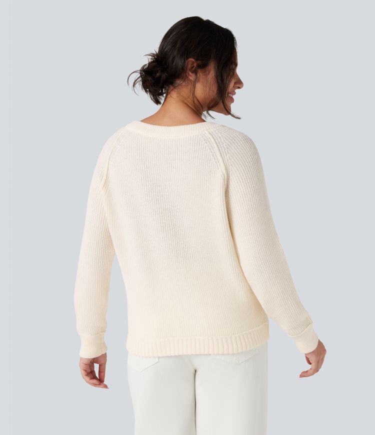 Round Neck Long Sleeve Casual Cardigan