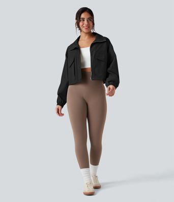 Durable Water Repellent Drawstring Casual Windbreaker Jacket with Pockets