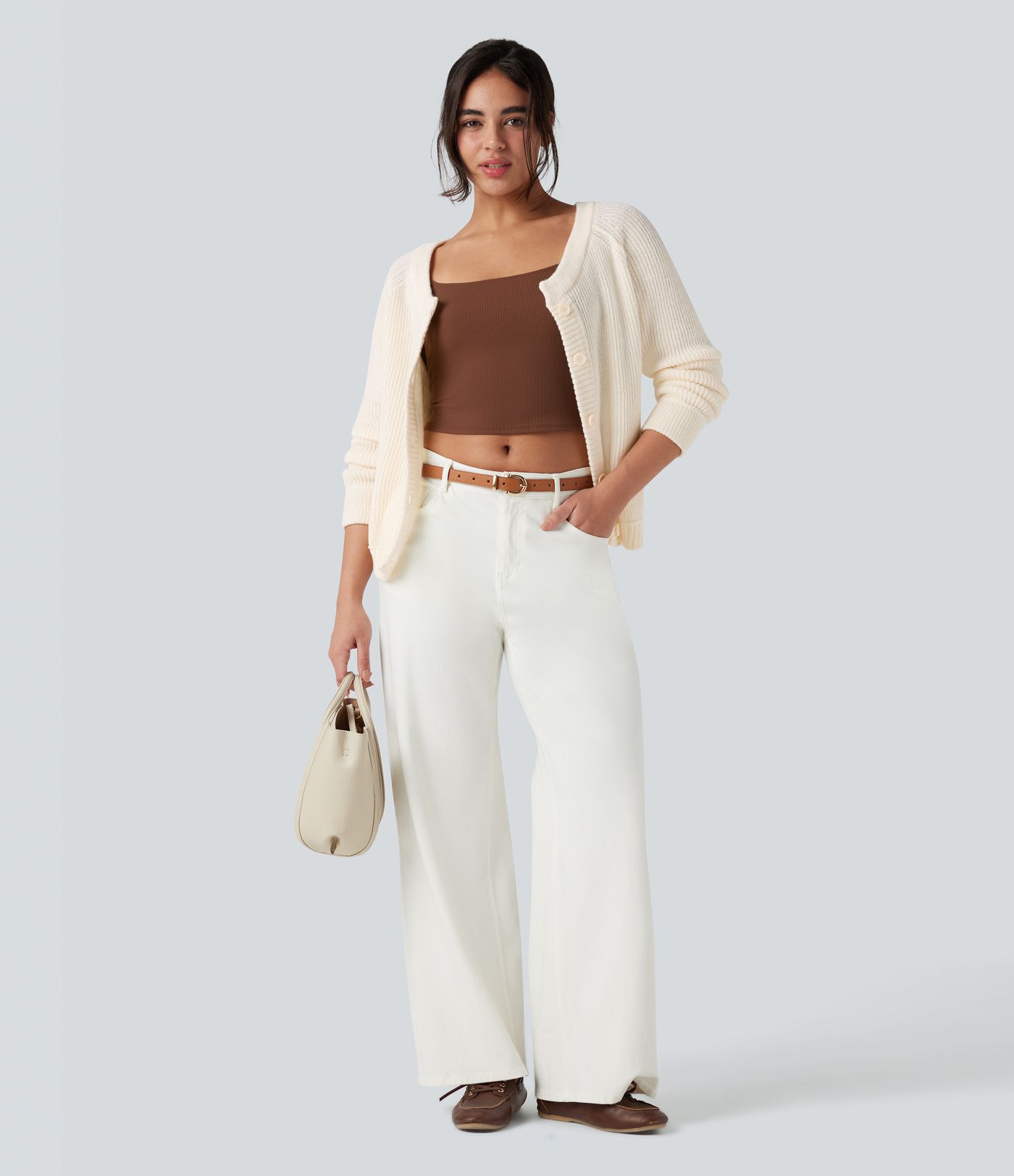 Round Neck Long Sleeve Casual Cardigan