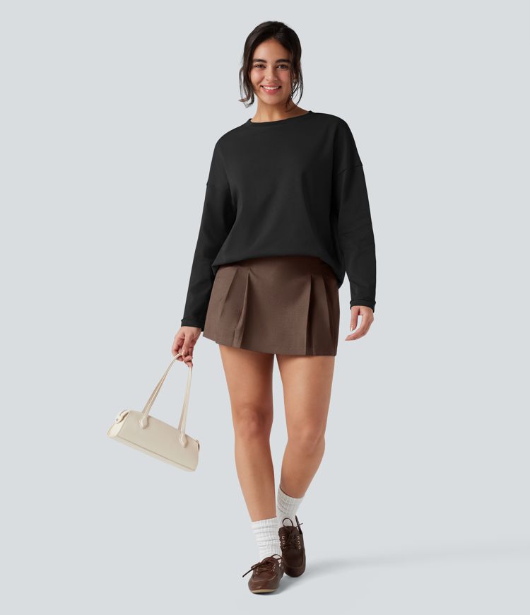 Round Neck Long Sleeve Oversized Casual Cotton T-Shirt