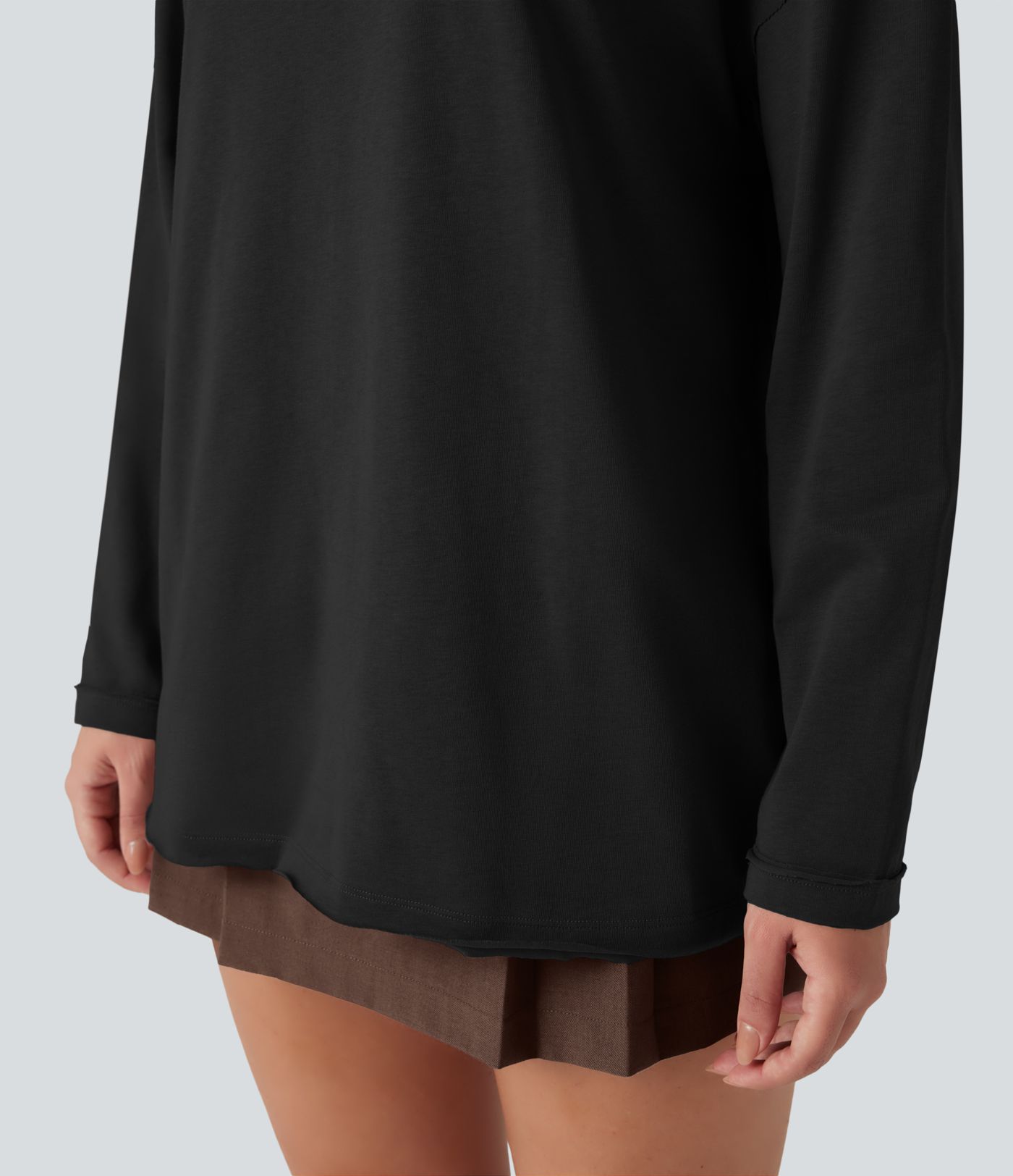 Round Neck Long Sleeve Oversized Casual Cotton T-Shirt