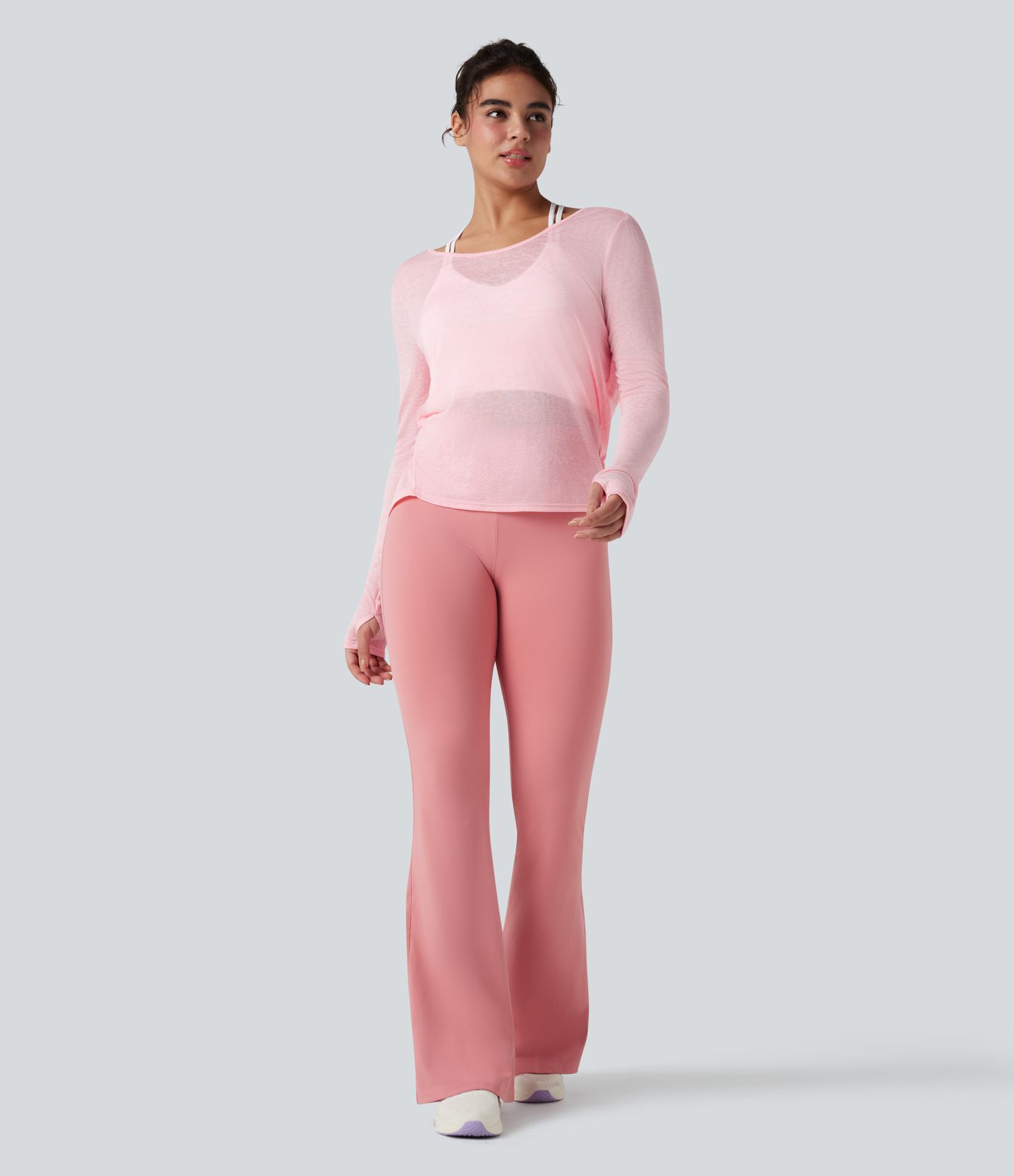 Twisted Backless Long Sleeve Thumb Holes Yoga Sports Top