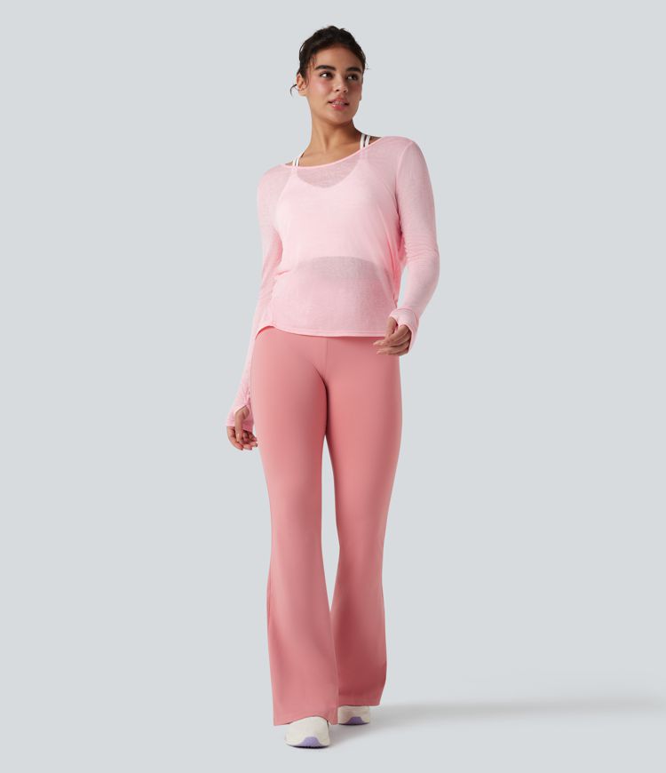 Twisted Backless Long Sleeve Thumb Holes Yoga Sports Top