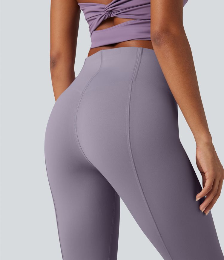 Pantalon bootcut décontracté taille haute à effet ventre plat avec poche