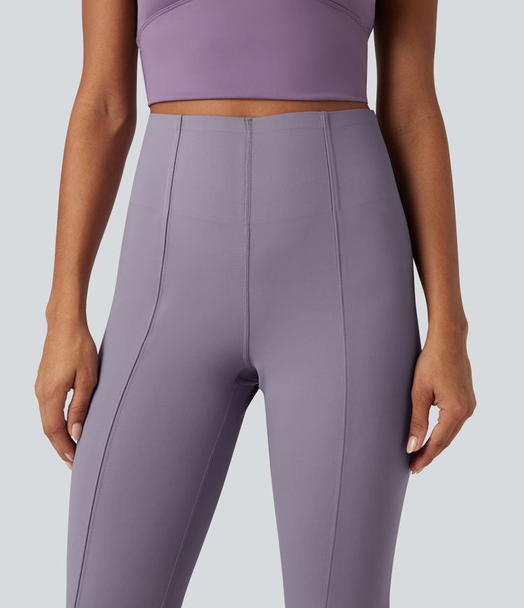 Pantalon bootcut décontracté taille haute à effet ventre plat avec poche