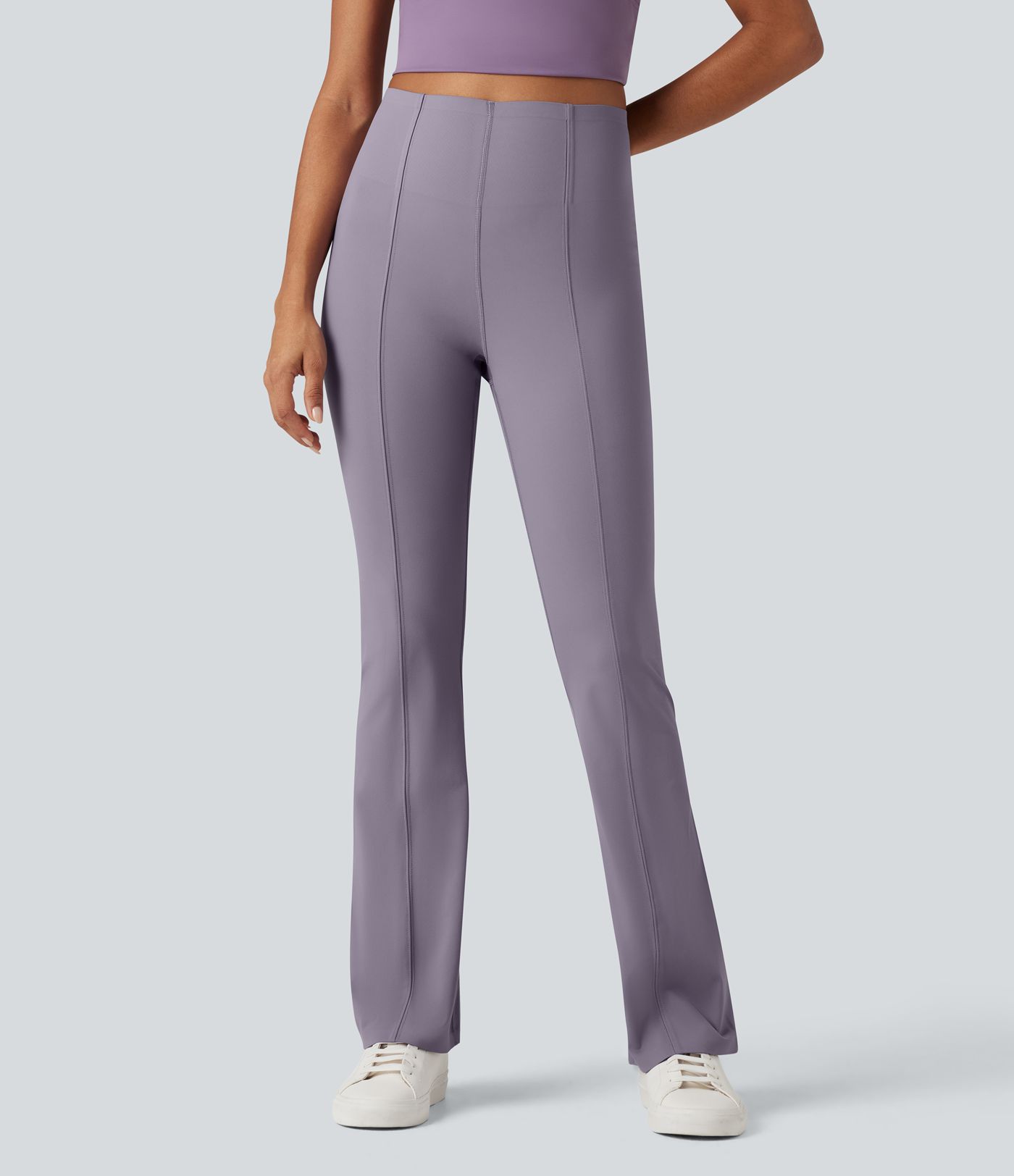 Pantalon bootcut décontracté taille haute à effet ventre plat avec poche