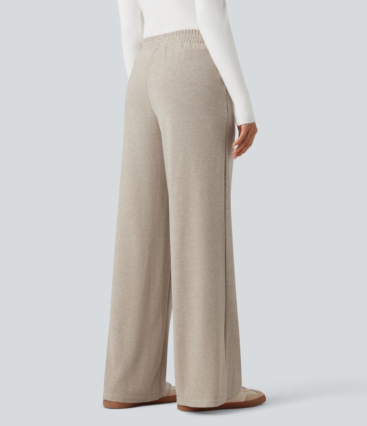 Pantalon thermique coupe droite taille haute avec poches