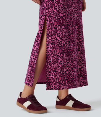Halara UltraSculpt™ Leopard Print High Waisted Split Maxi Casual Skirt