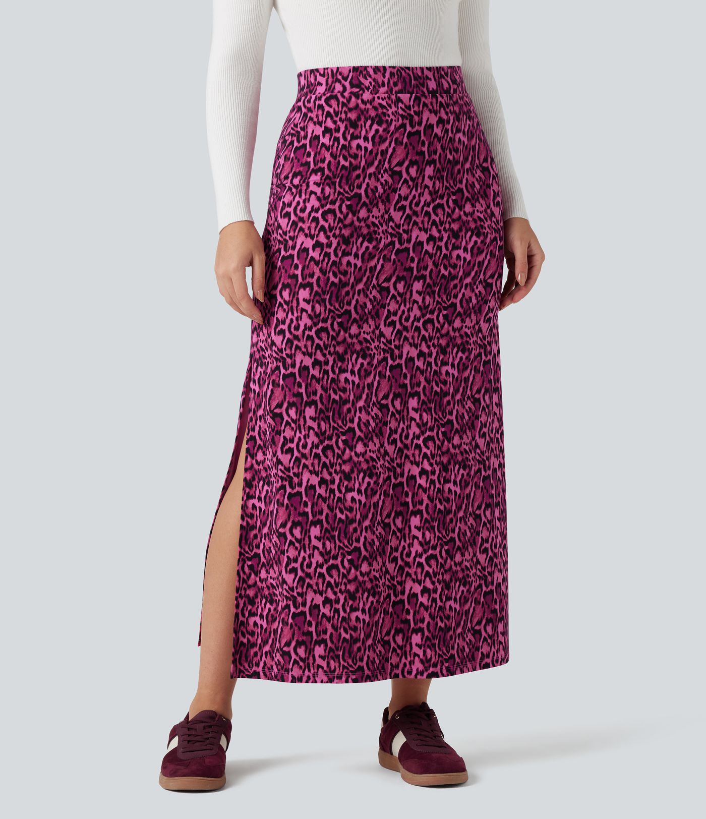 Halara UltraSculpt™ Leopard Print High Waisted Split Maxi Casual Skirt
