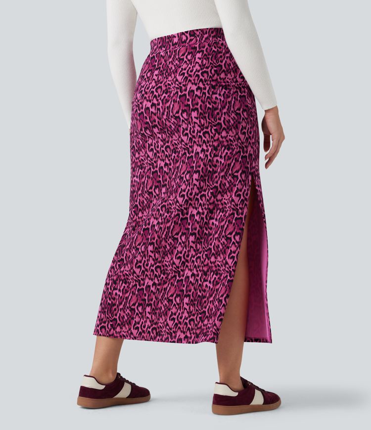 Halara UltraSculpt™ Leopard Print High Waisted Split Maxi Casual Skirt