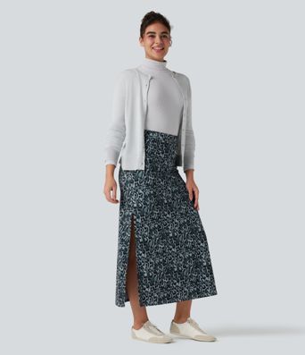 Halara UltraSculpt™ Leopard Print High Waisted Split Maxi Casual Skirt