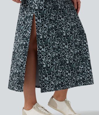 Halara UltraSculpt™ Leopard Print High Waisted Split Maxi Casual Skirt