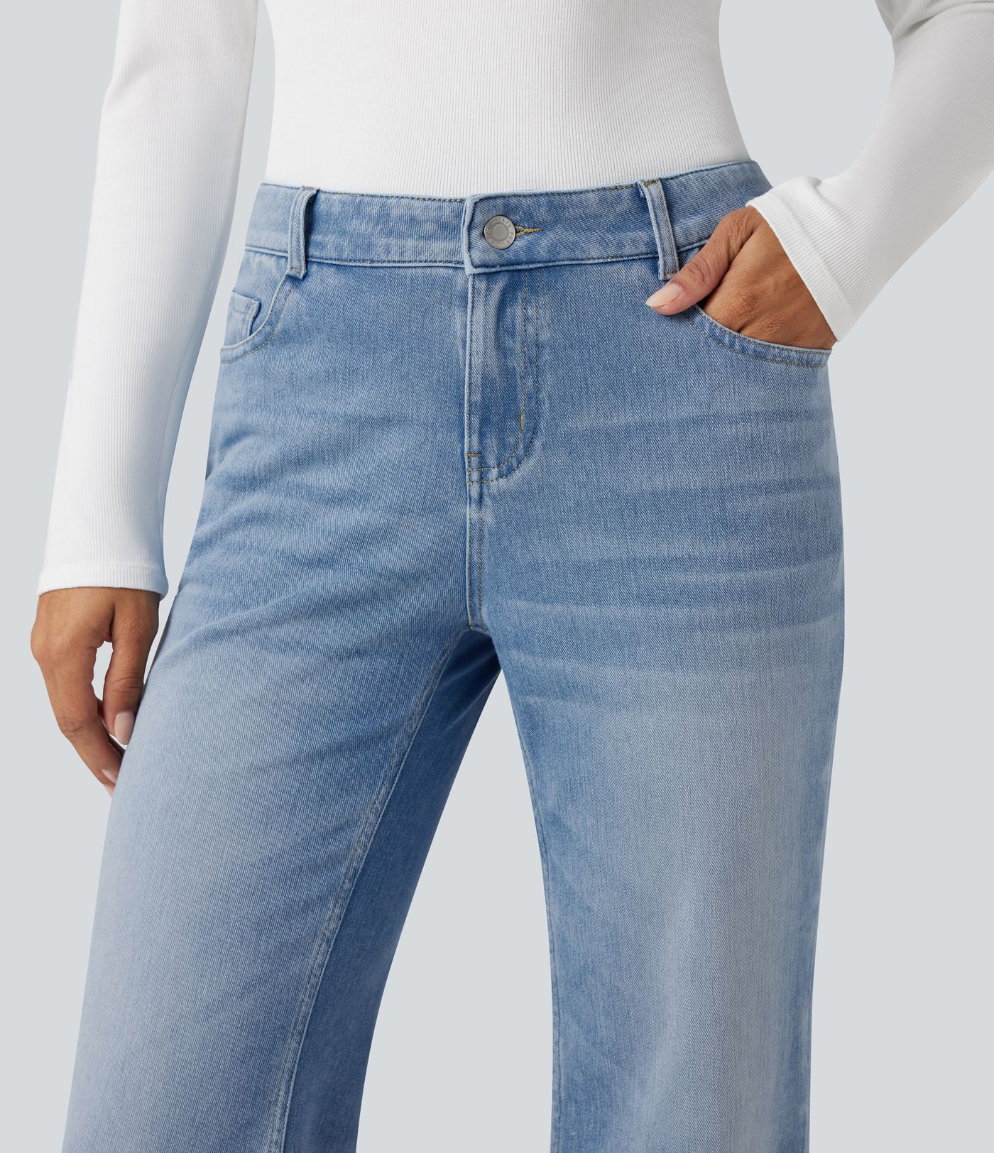 Halara Flex™ Low Rise Flare Washed Casual Jeans with Pockets