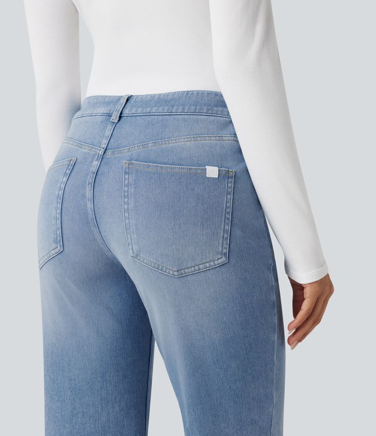 Halara Flex™ Low Rise Flare Washed Casual Jeans with Pockets