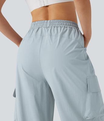 Cargo-Hose mit mittlerer Bundhöhe, Kordelzug, geradem Bein und Taschen – UPF 40+