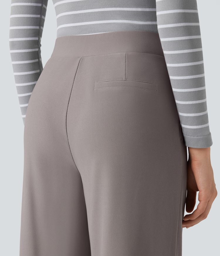 Halara Flex™ High Waisted Wide Leg Micro Waffle Work Pants with Pockets