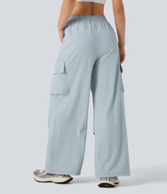 Cargo-Hose mit mittlerer Bundhöhe, Kordelzug, geradem Bein und Taschen – UPF 40+