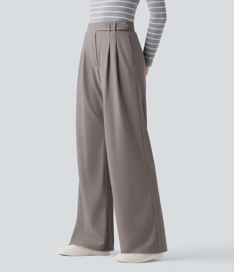 Halara Flex™ High Waisted Wide Leg Micro Waffle Work Pants with Pockets
