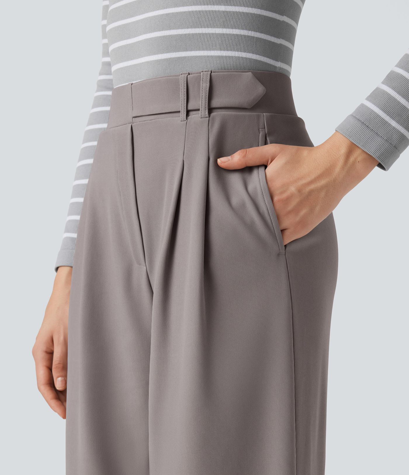 Halara Flex™ High Waisted Wide Leg Micro Waffle Work Pants with Pockets