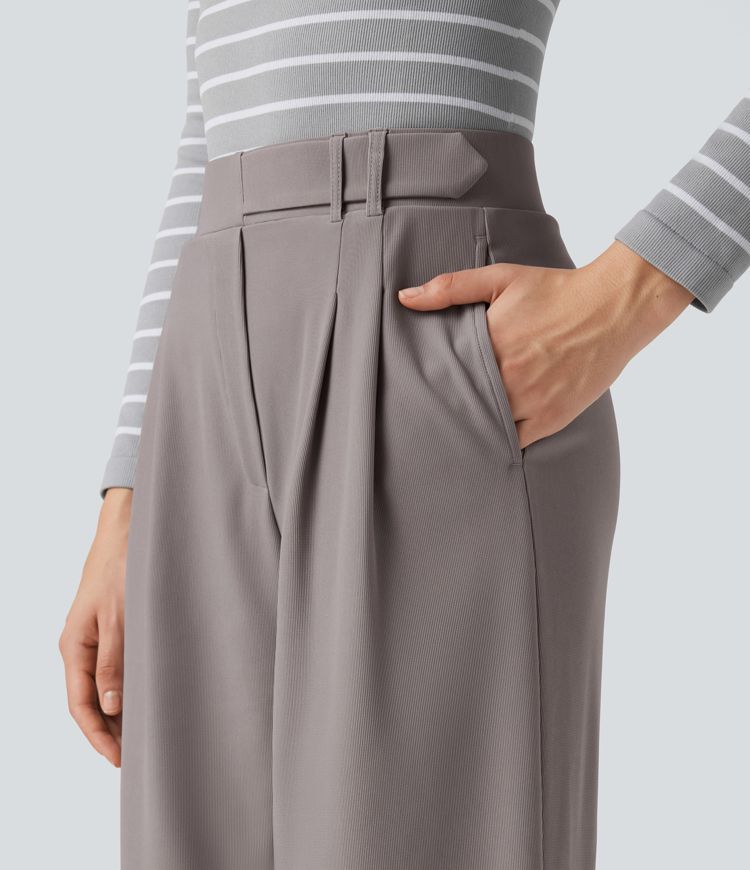 Halara Flex™ High Waisted Wide Leg Micro Waffle Work Pants with Pockets