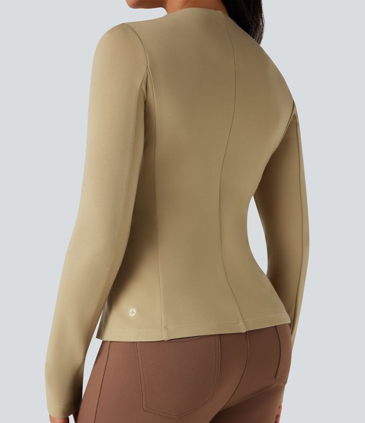 Square Neck Button Fly Work Blazer