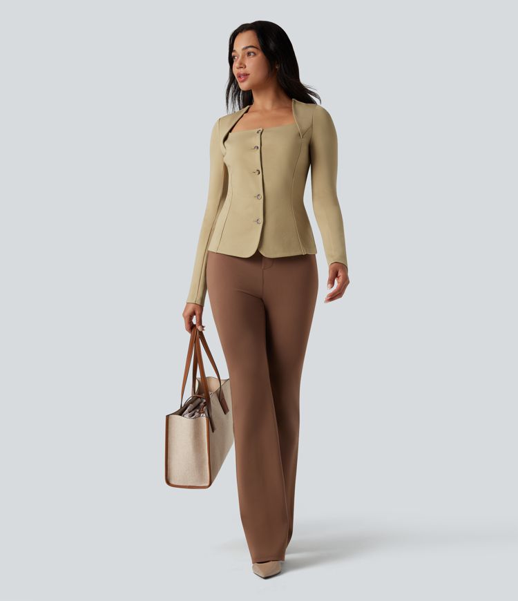 Square Neck Button Fly Work Blazer