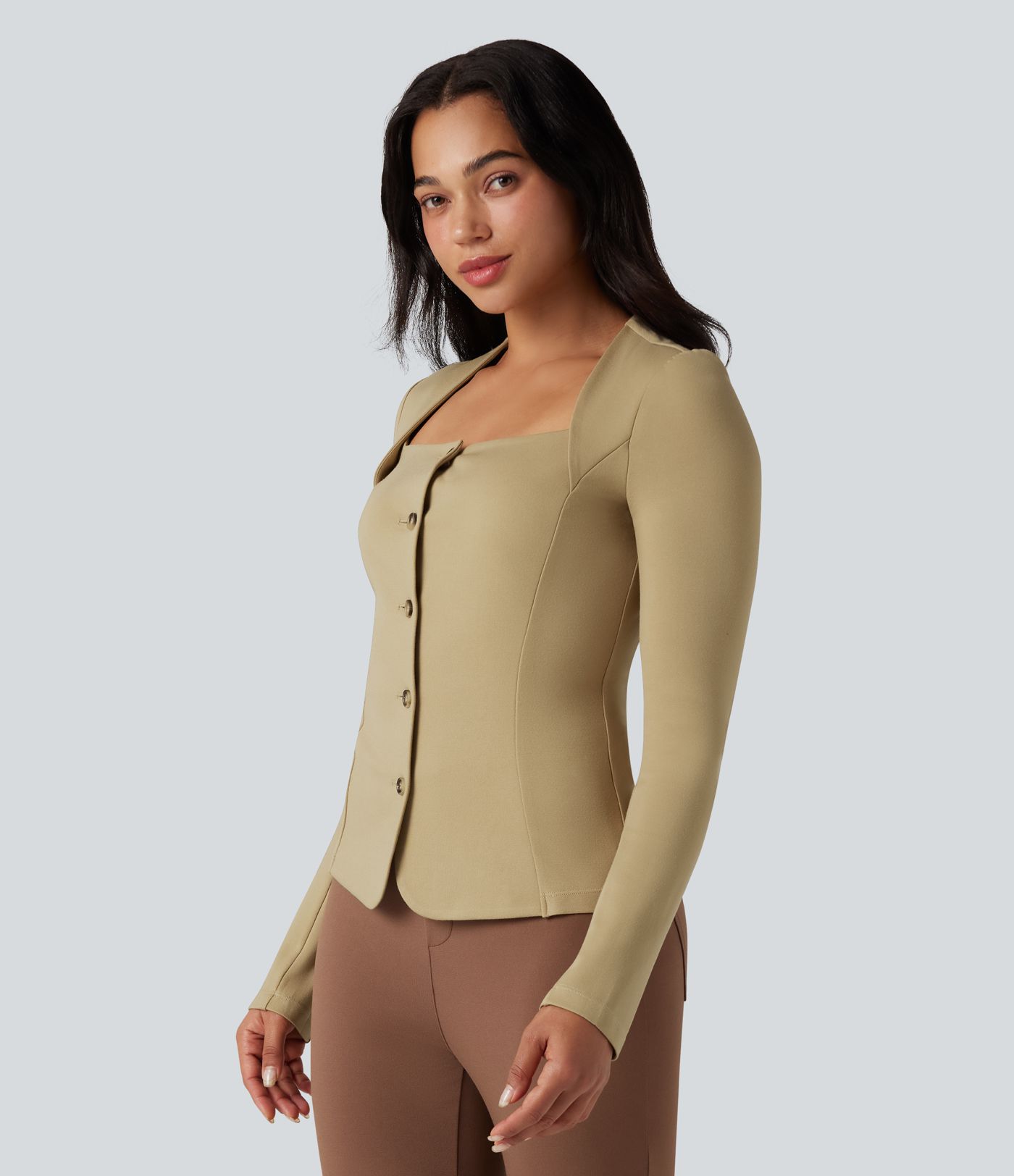 Blazer de travail boutonnage décolleté carré