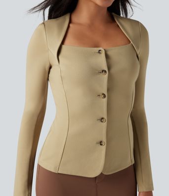 Blazer de travail boutonnage décolleté carré