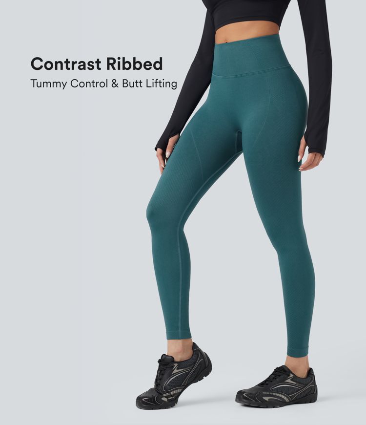 Seamless Flow High Waisted Tummy Control Butt Lifting Yoga 7/8 Leggings