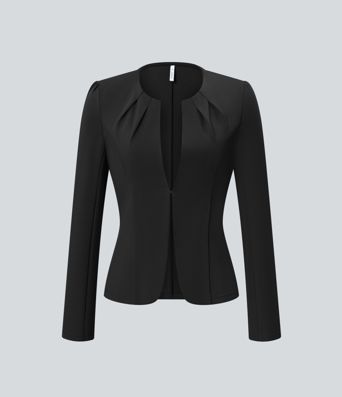 Round Neck Hook and Eye Work Blazer