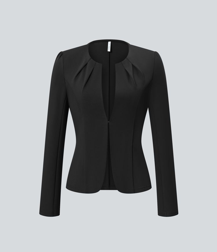 Round Neck Hook and Eye Work Blazer