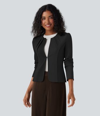 Round Neck Hook and Eye Work Blazer