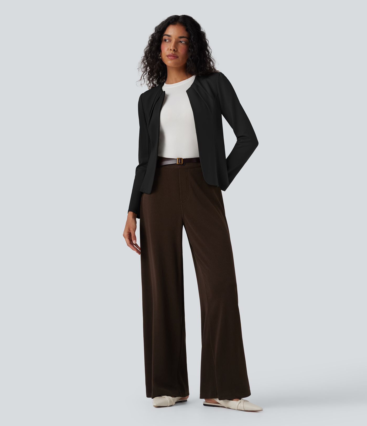 Round Neck Hook and Eye Work Blazer