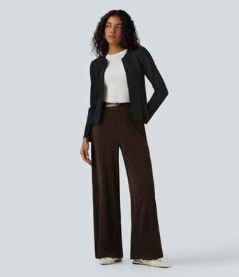 Round Neck Hook and Eye Work Blazer