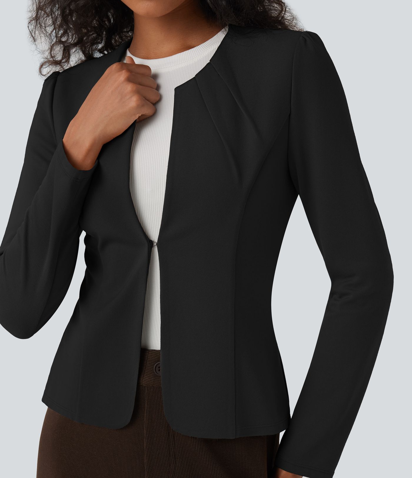 Round Neck Hook and Eye Work Blazer