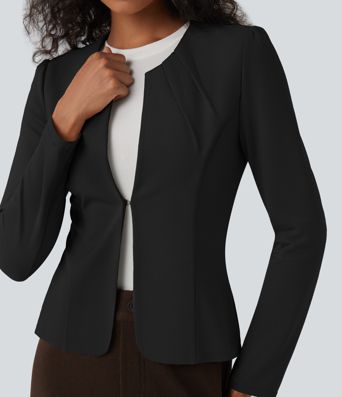 Round Neck Hook and Eye Work Blazer