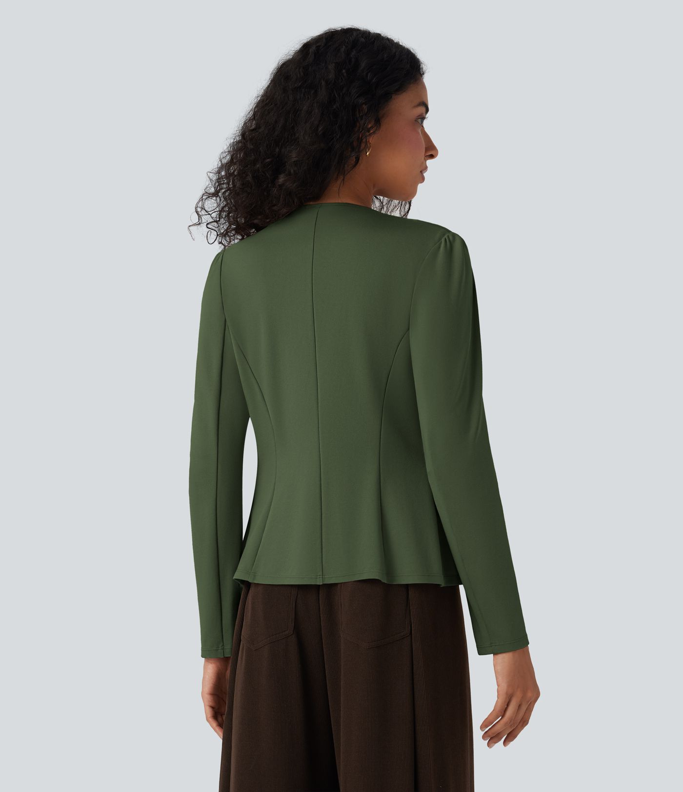 Round Neck Hook and Eye Work Blazer