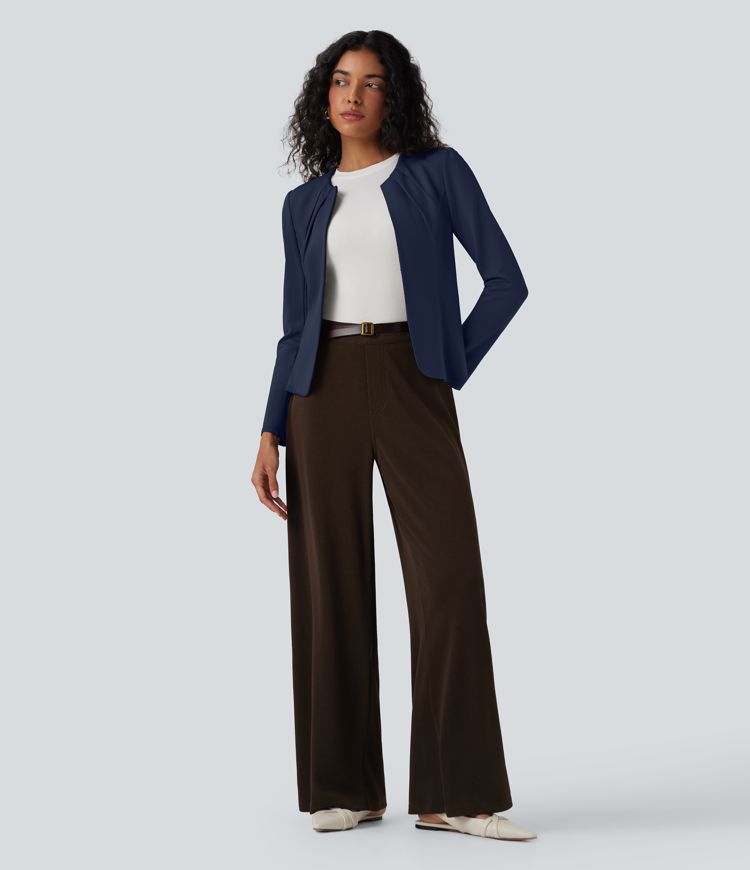 Blazer de travail col rond à agrafes SculptKnit