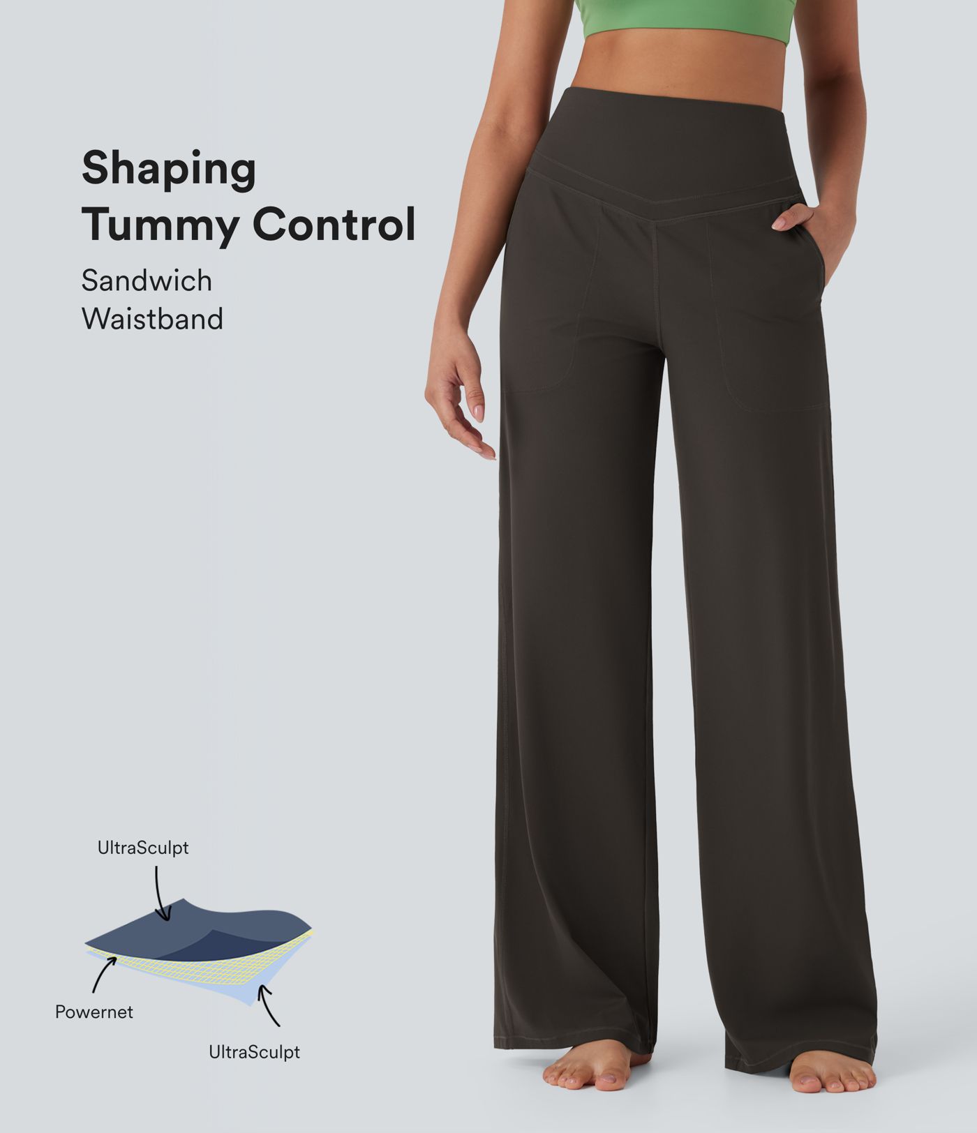 Halara UltraSculpt™ High Waisted Tummy Control Straight Leg Women Track Yoga Pants with Pockets