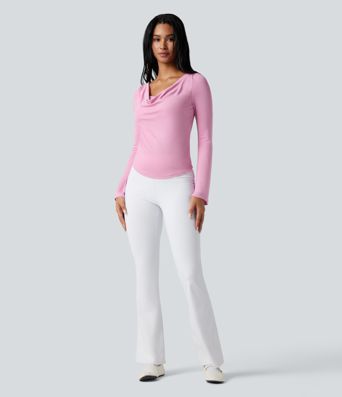 Ribbed Cowl Neck Long Sleeve Dance Sports Top Ribbed Cowl Neck Long Sleeve Dance Sports Top