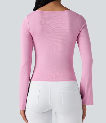 Ribbed Cowl Neck Long Sleeve Dance Sports Top Ribbed Cowl Neck Long Sleeve Dance Sports Top