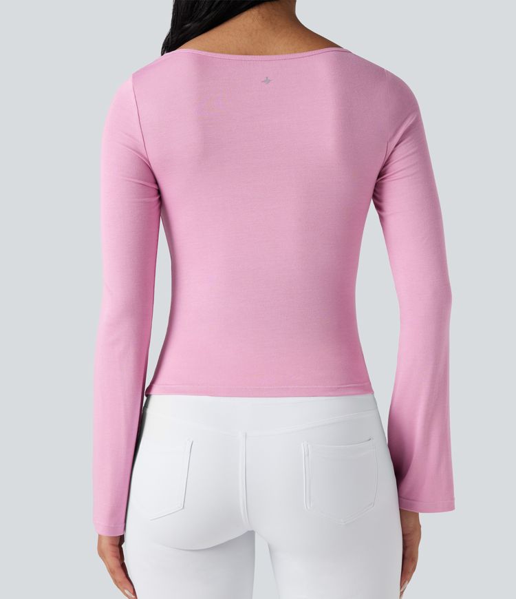 Ribbed Cowl Neck Long Sleeve Dance Sports Top Ribbed Cowl Neck Long Sleeve Dance Sports Top