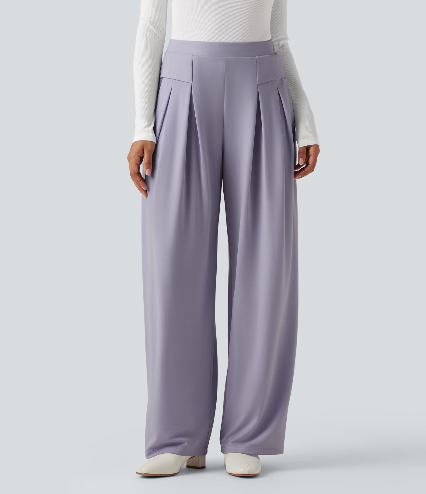 High Waisted Work Wide Leg Pants with Pockets