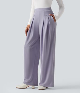 High Waisted Work Wide Leg Pants with Pockets