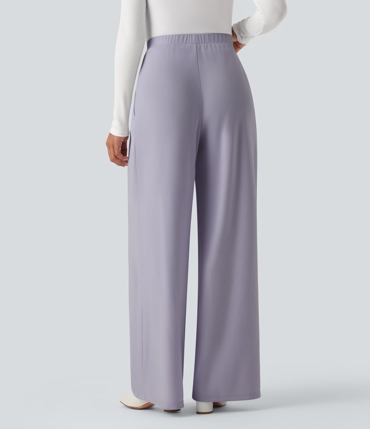 High Waisted Work Wide Leg Pants with Pockets