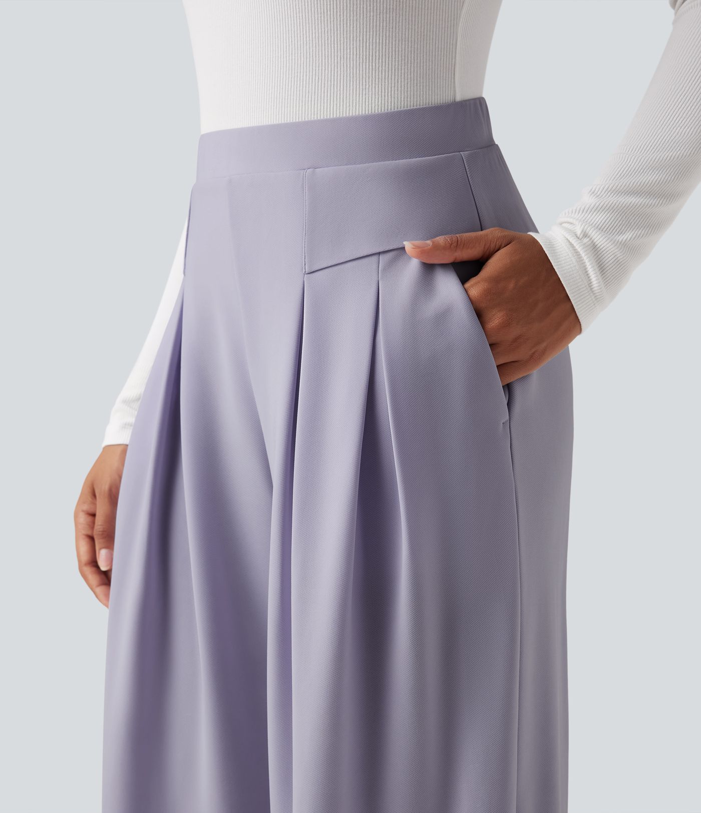 High Waisted Work Wide Leg Pants with Pockets