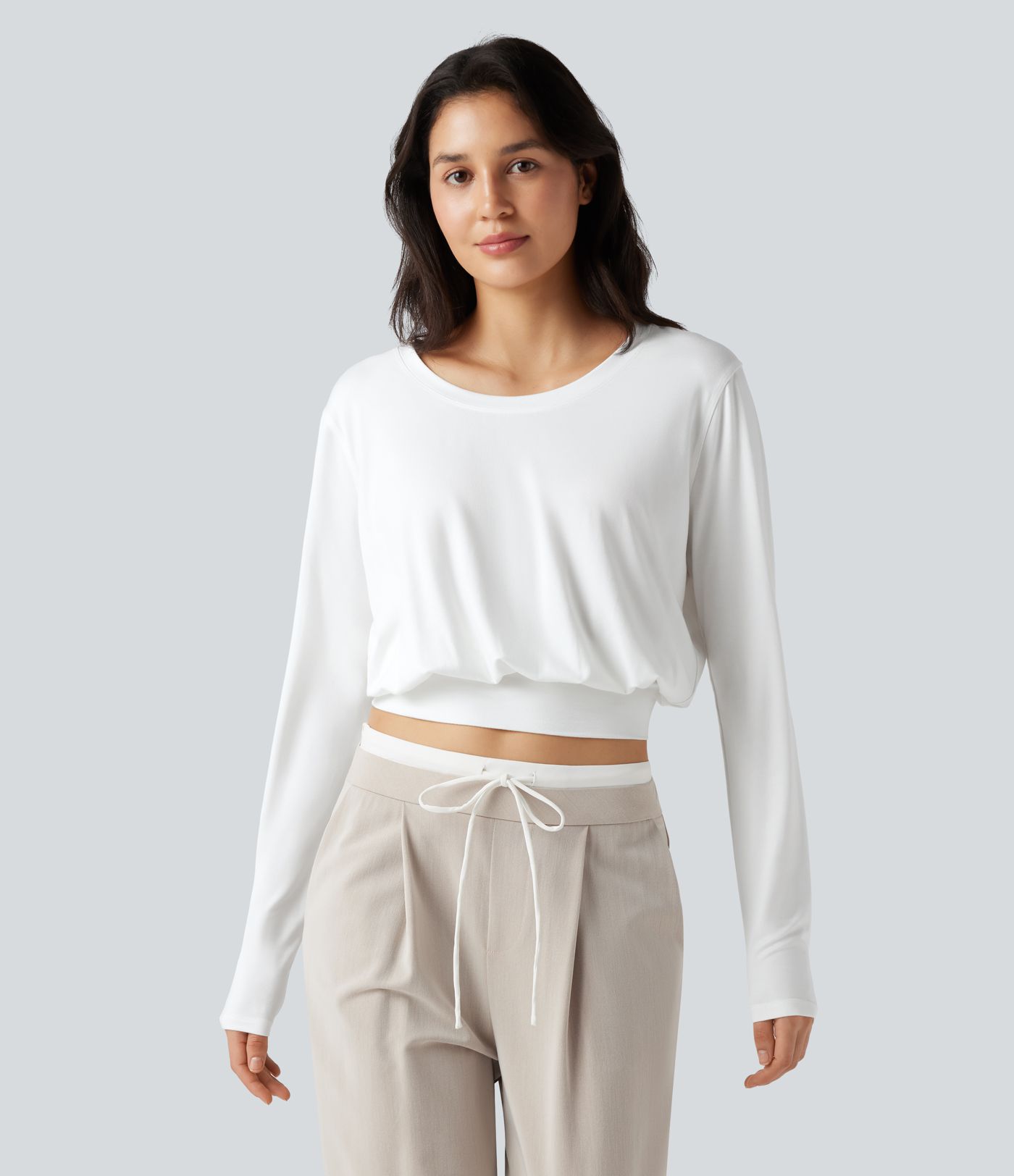 Scoop Neck Long Sleeve Casual T-Shirt