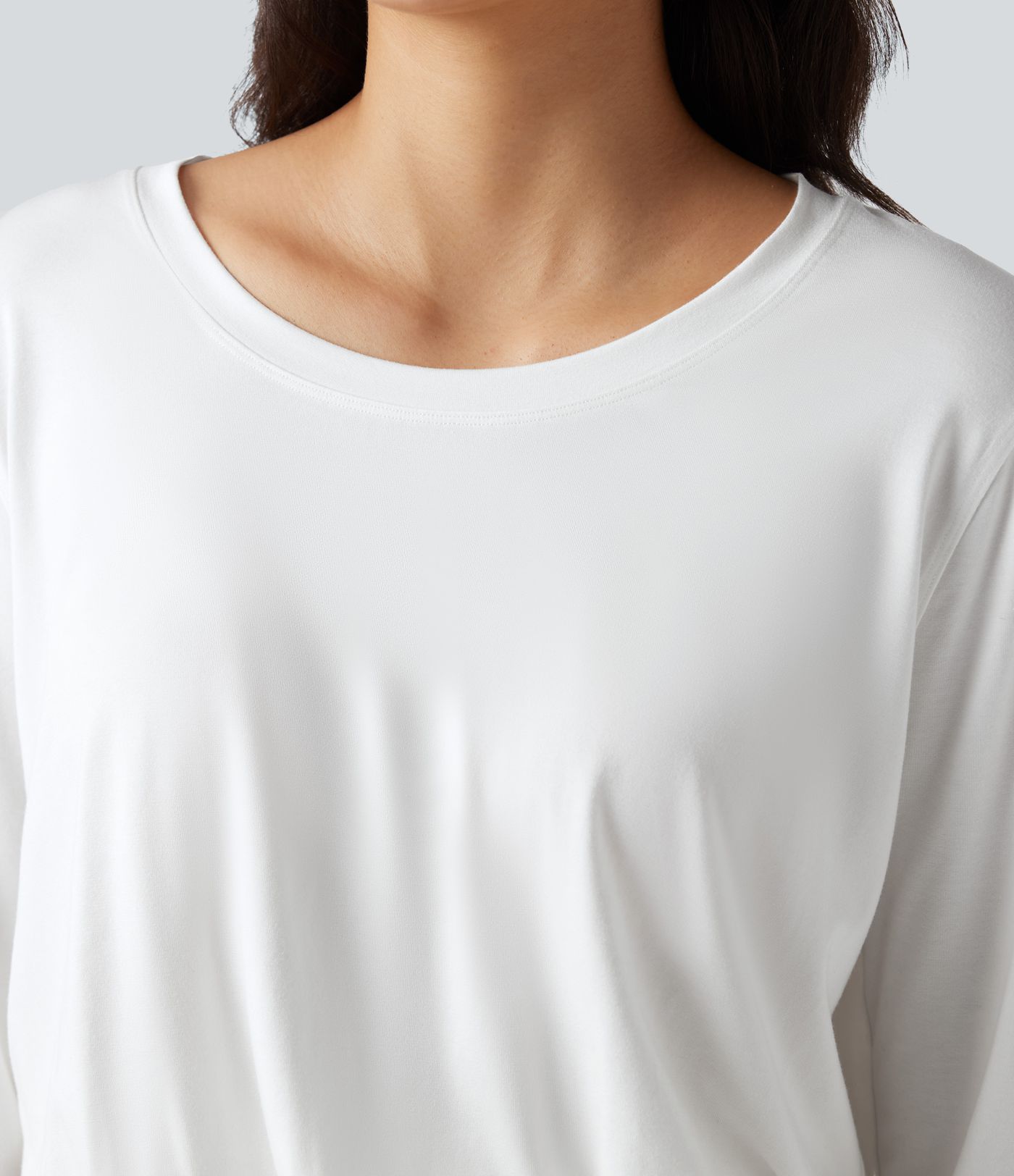 Scoop Neck Long Sleeve Casual T-Shirt