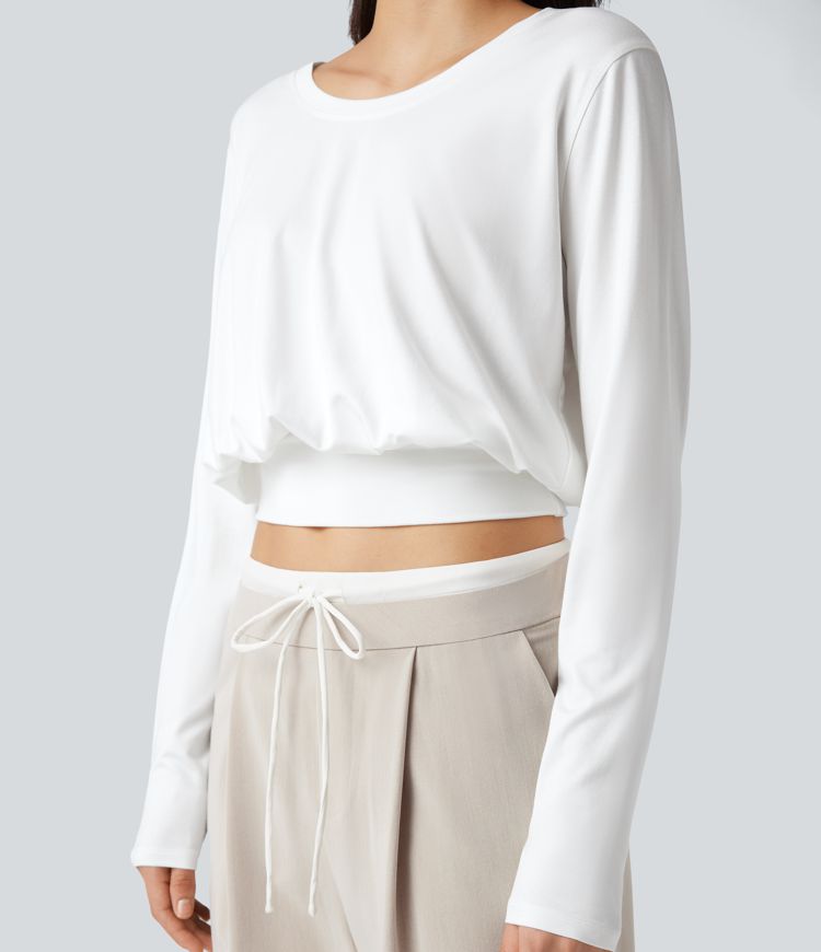 Scoop Neck Long Sleeve Casual T-Shirt